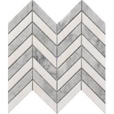 CHEVRON WH & GR MARBLE MOS 11X12