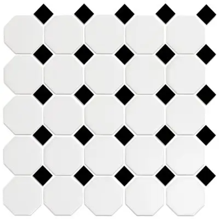 MG SN WH 12X12 W/ BLK OCT MOSAIC