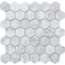 CARRARA MARBLE 2X2 HEXAGON 12X12 MOSAIC