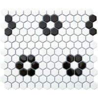 MG 1X1 B&W FLOWER HEX 12X12 MOSAIC 