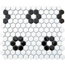 MG 1X1 B&W FLOWER HEX 12X12 MOSAIC 