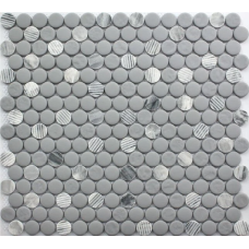 GRAY GRANITE PENNY ROUND 12X12 MOSAIC