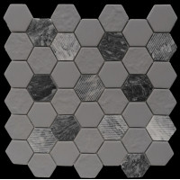 GRAY GRANITE HEXAGON 12X12 MOSAIC
