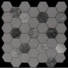 GRAY GRANITE HEXAGON 12X12 MOSAIC