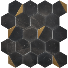 NERO MARQUINA HEXAGON 12X13 MOSAIC