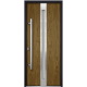 Front Exterior Prehung Glass Steel Door / Deux 1744 Natural Oak / Stainless Inserts Single Modern Veneer