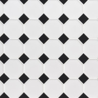 WHITE AND BLACK GLOSSY OCTAGON 6MM