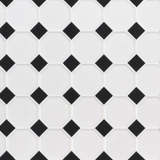 WHITE AND BLACK GLOSSY OCTAGON 6MM