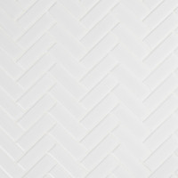 WHITE GLOSSY HERRINGBONE MOSAIC