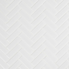 WHITE GLOSSY HERRINGBONE MOSAIC