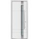 Front Exterior Prehung Frosted Glass Steel Door / Deux 1713 White Enamel / Stainless Inserts Single Modern Painted