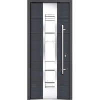 Front Exterior Prehung Clear Glass Steel Door / Deux 5755 Gray Graphite / Lite Inserts Single Modern Painted