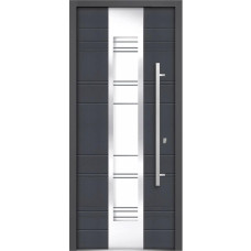 Front Exterior Prehung Clear Glass Steel Door / Deux 5755 Gray Graphite / Lite Inserts Single Modern Painted