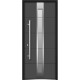 Front Exterior Prehung Frosted Glass Steel Door / Deux 1717 Gray Graphite / Lite and Stainless Inserts Single Modern Painted White