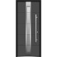 Front Exterior Prehung Frosted Glass Steel Door / Deux 1717 Gray Graphite / Lite and Stainless Inserts Single Modern Painted White