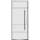 Front Exterior Prehung Steel Door / Deux 1705 White Enamel / Horizontal Lines Single Modern Painted