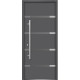 Front Exterior Prehung Glass Steel Door / Deux 1105 Gray Graphite / Lite and Stainless Inserts Single Modern Painted White