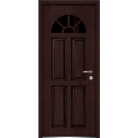 Front Exterior Prehung Glass Steel Door / Ballucio 1788 Dark Brown Oak / Panel Single Classic Painted White