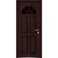 Front Exterior Prehung Glass Steel Door / Ballucio 1788 Dark Brown Oak / Panel Single Classic Painted White