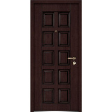 Front Exterior Prehung Steel Door / Ballucio 1700 Dark Brown Oak / Panel Single Classic Painted White