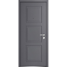 Front Exterior Prehung Steel Door / Ballucio 1010 Gray Graphite / Panel Single Classic Painted
