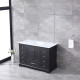 Dukes Espresso Double Bathroom Vanity, White Carrara Marble Top, and White Square Sinks