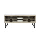 Lancy Rustic Acacia Bathroom Vanity, White Quartz Top, and White Square Sink