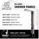 KIKI 59 IN. 6-JETTED SHOWER PANEL WITH HEAVY RAIN SHOWER AND SPRAY WAND IN MAHOGANY DECO-GLASS