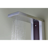 KIKI 59 IN. 6-JETTED SHOWER PANEL WITH HEAVY RAIN SHOWER AND SPRAY WAND IN MAHOGANY DECO-GLASS