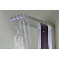 KIKI 59 IN. 6-JETTED SHOWER PANEL WITH HEAVY RAIN SHOWER AND SPRAY WAND IN MAHOGANY DECO-GLASS