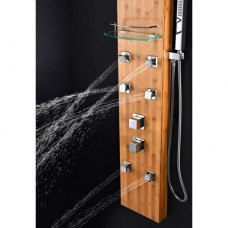 MANSION 60 IN. FULL BODY SHOWER PANEL WITH HEAVY RAIN SHOWER AND SPRAY WAND IN NATURAL BAMBOO
