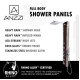 MONSOON 57 IN. 4-JETTED FULL BODY SHOWER PANEL WITH HEAVY RAIN SHOWER AND SPRAY WAND IN MAHOGANY STYLE DECO-GLASS