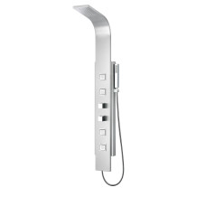 VISOR 60 IN. FULL BODY SHOWER PANEL WITH HEAVY RAIN SHOWER AND SPRAY WAND IN BRUSHED STEEL