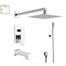 Monte Celo Set, 8" Square Rain Shower and Handheld