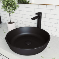 VIGO Black Round Modus MatteShell™ Glass Bathroom Vessel Sink