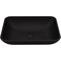 VIGO Black Sottile Rectangular MatteShell™ Glass Bathroom Vessel Sink