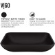 VIGO Black Sottile Rectangular MatteShell™ Glass Bathroom Vessel Sink