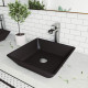 VIGO Black Roma Rectangular MatteShell™ Glass Bathroom Vessel Sink