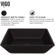 VIGO Black Roma Rectangular MatteShell™ Glass Bathroom Vessel Sink