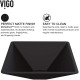 VIGO Black Serato Square MatteShell™ Glass Bathroom Vessel Sink