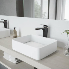 VIGO Jasmine Matte Stone Vessel Bathroom Sink