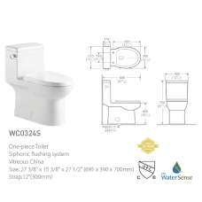 Siphonic One Piece toilet WC0324S by Pasgo