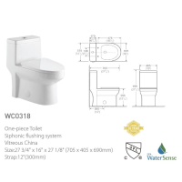 Siphonic One Piece toilet WC0318 by Pasgo