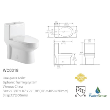 Siphonic One Piece toilet WC0318 by Pasgo