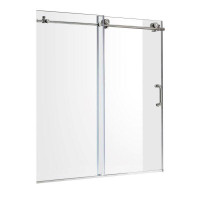 RAYMORE SERIES 59 IN. X 62 IN. FRAMELESS SLIDING TUB DOOR IN BRUSHED NICKEL