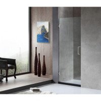 FELLOW SERIES 24 IN. BY 72 IN. FRAMELESS HINGED SHOWER DOOR IN BRUSHED NICKEL WITH HANDLE