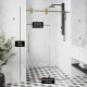 VIGO Elan Frameless Sliding Glass Shower Door in Matte Brushed Gold with Handle