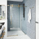 VIGO Elan Frameless Sliding Glass Shower Door in Matte Brushed Gold with Handle