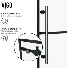 VIGO Elan Frameless Sliding Shower Door in Matte Black with Handle