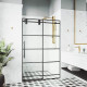VIGO Elan Frameless Sliding Shower Door in Matte Black with Handle